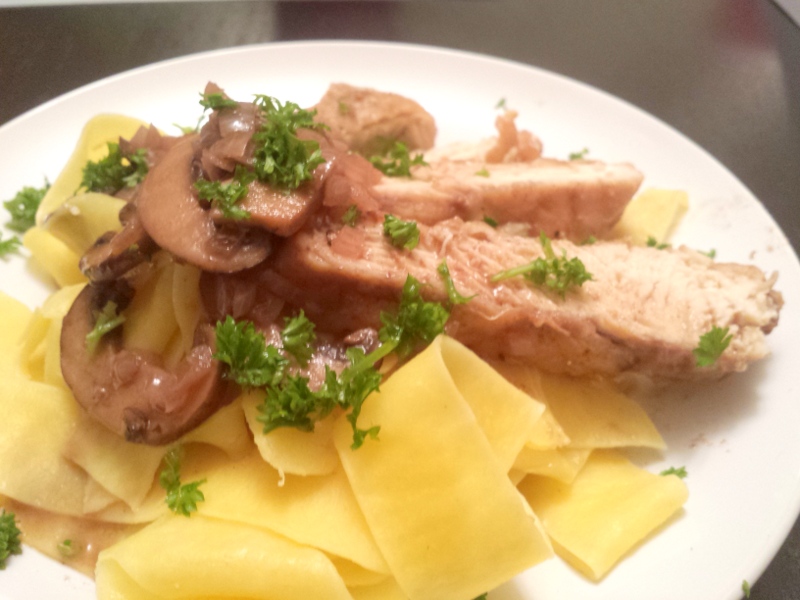 Chicken with Wine, Shallots and Mushrooms
